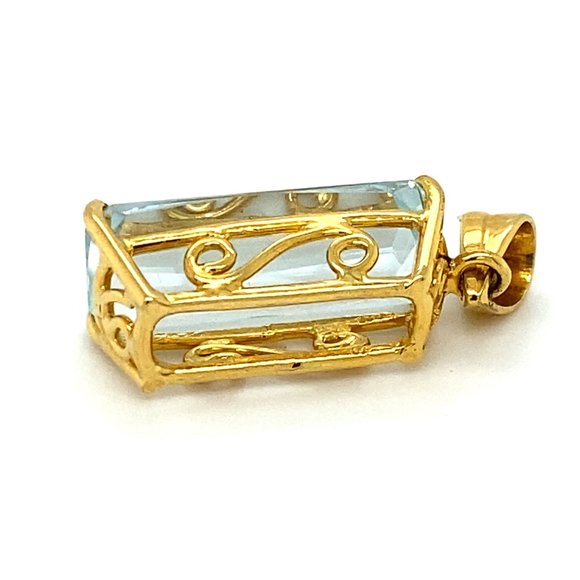 Certified Aquamarine 8.03ct Solid 18K Gold Pendant - Picture 5 of 8